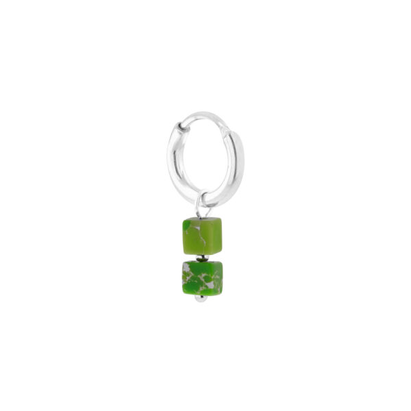 Label Kiki Oorbel - Green Cube Silver