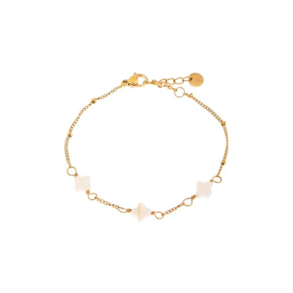 Label Kiki Armband - White Clover Gold