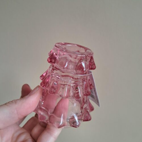 Kandelaar Kerstboompje glas - roze