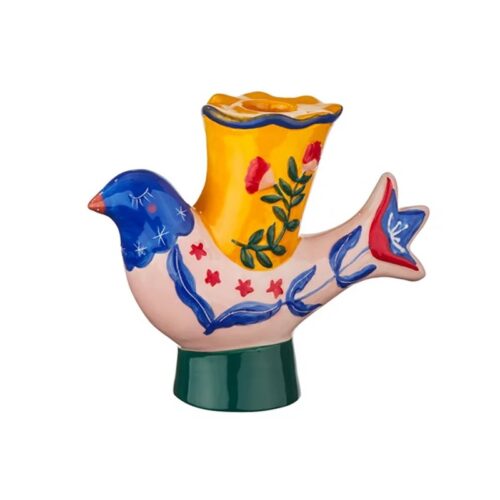 Kandelaar vogel - lichtroze/geel/blauw