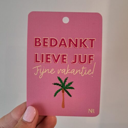 Kaartje 'Bedankt lieve juf, fijne vakantie!'