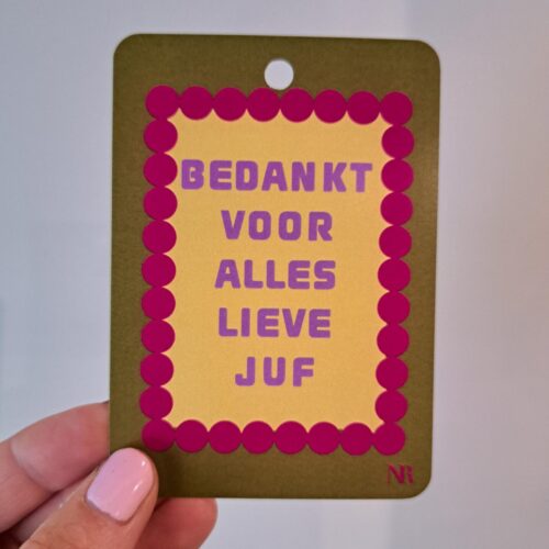 Kaartje 'Bedankt voor alles lieve juf'